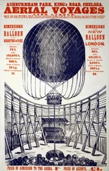 Affisch som främjar "Aerial Voyages over London", pub. 1867 (färglitografi)