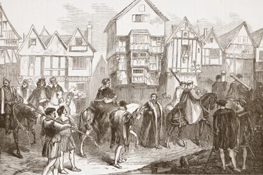 Procession av Wolsey till Westminster Hall, illustration från The History of Protestantism av James Aitken Wylie (1808-1890), pub. 1878