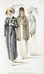 Promenadklänningar, modetallrik från Ackermanns Repository of Arts