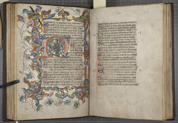 Psaltare med Sarum-brukskalender, Fol 40 verso 41 recto, c.1425-75 (bläck, färg & guld på veläng)