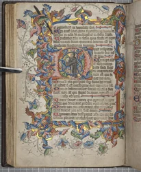Psaltare med Sarum-brukskalender, Fol 40 verso, c.1425-75 (bläck, färg & guld på veläng)
