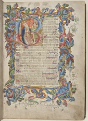 Psaltare med Sarum-brukskalender, ca 1425-75 (bläck, färg & guld på veläng)