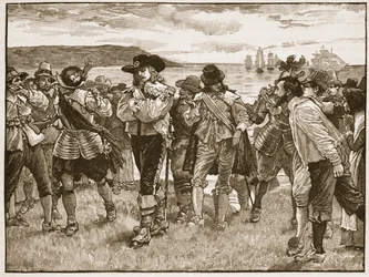 Mottagning av Viscount Wimbledon i Plymouth, illustration från Cassells Illustrated History of England (sepiafoto)