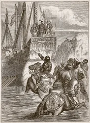 Mottagning av kejsaren Sigismund, illustration från Cassells Illustrated History of England (sepiafoto)