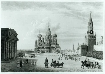 Röda torget, Moskva, från The Character of the Russians and a Detailed History of Muscovy av Robert Lyall, publicerad 1823
