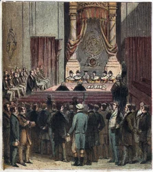 Reform Act: Lord Grey, den nya premiärministern, presenterade reformpropositionen för parlamentet 1832. "The Reform Ball"
