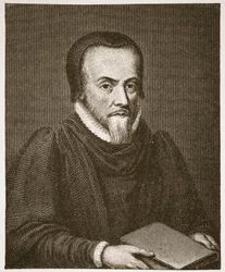 Richard Hooker, illustration från The Church of England: A History for the People av H.D.M. Spence-Jones, pub. ca 1910 (sepiafoto)