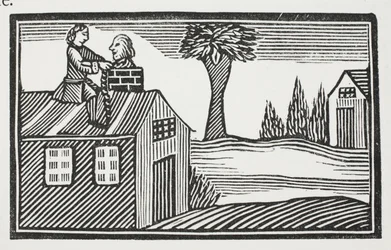 Råna huset på dess bacon, illustration från Chap-books of the Eighteenth Century av John Ashton, pub. 1882