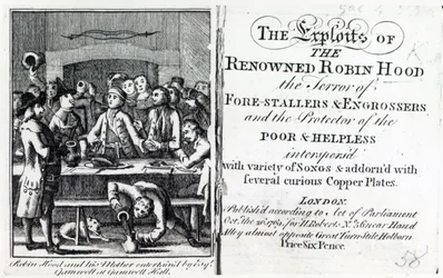 Robin Hood och hans mor underhölls av Esq Gamnell i Gamnell Hall, frontispice till 