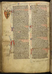 Royal 14 C.VII ff.86v Bordsdekoration med Rikard Lejonhjärtas vapensköld, illustration från 
