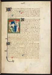 Kunglig 19 B.XV, f.3 Johannes sittande, skrivande; en ängel står bakom hans skrivbord, från 