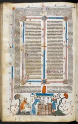 Royal MS 10 IV f.297v Badande ett pestoffer och marginaldekoration, illustration från 