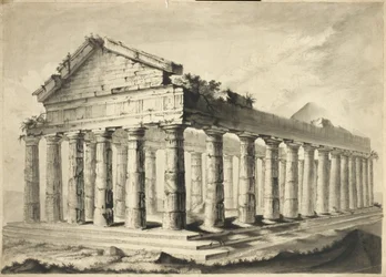 Ruinerat grekiskt tempel (akvarell på papper)