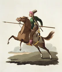 Saphir, ur De olika nationernas dräkter, band VII, Turkiets militärdräkt, av Thomas MacLean, utgiven ca 1800-18
