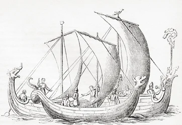 Saxon ships, efter en gravyr i Strutt