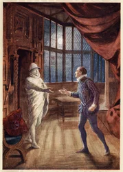 Scen ur operan Don Giovanni (1787), ur "A Day With Wolfgang Amadeus Mozart" av May Byron, ca 1914 (tryck)