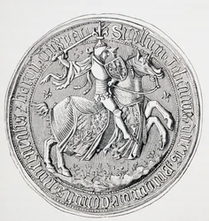 Sigill av Jean II, hertig av Bourgogne, greve av Nevers och baron av Donzy, ca 1880