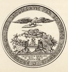 Sigill för frimurarna i Berlin, 1812, ur ”Frimureriets historia, band III”, utgiven av Thomas C. Jack, London, 1883