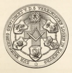 Hamburgs frimurares sigill, ur „The History of Freemasonry, volym III”, utgiven av Thomas C. Jack, London, 1883