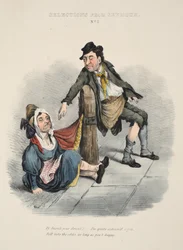 Urval från Seymour: Nr 2, Varför Sarah är full! Jag skäms ganska mycket över dig. Will röstar oddsen, så länge du är nöjd, pub c. 1840 (handfärgad gravyr)