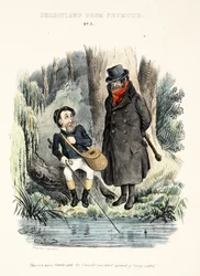 Urval från Seymour: nr 3, "Detta är en ensam plats, sir, jag undrar att du inte är rädd för att bli rånad", pub ca 1840 (handfärgad gravyr)