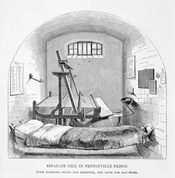 Separat cell i Pentonville Prison, från The Criminal Prisons of London och Scenes of Prison Life av Henry Mayhew (1812-87) och John Binny, 1862
