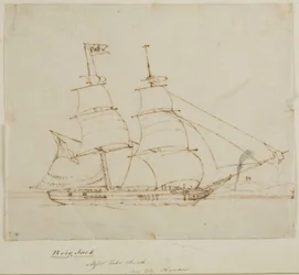 Ship Portrait - Brig Jack (penna och bläck på papper (tracing))