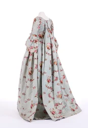 Sidovy av en ryggklänning, 1760-tal (brokad siden)