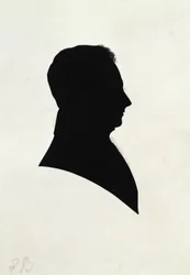 Silhouette of EB, från Michael Faradays scrapbook (bläck på papper)