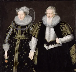Sir Thomas Mansel (1556-1631) och Jane (Pole) Lady Mansel (olja på duk)