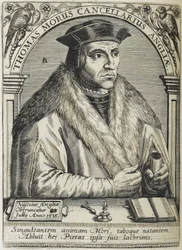 Sir Thomas More, Saint, illustration från "Ikoner för femtio män av illustrerande lärande och lärande..."