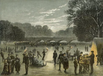 Skridskoåkning i Hyde Park, London, cirka 1850