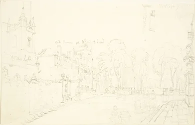 Sketch for College Green (penna på papper)