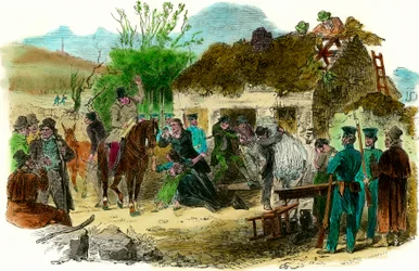 Sociala förhållanden i Irland 1848 utvisning av bönder (illustration london news den 16 december 1848)