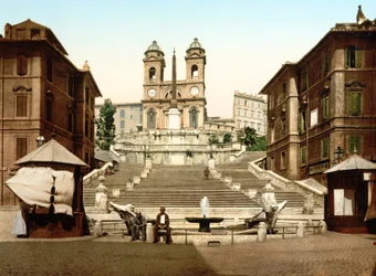 Sta. Trinita dei Monti, Rom (handfärgat foto)