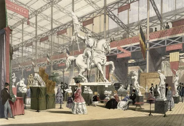 Statyer i den belgiska delen av den stora utställningen 1851, från Dickinson