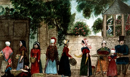 Gatumarknad, ca 1840 (akvarell på papper)