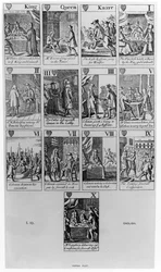 Suit of Hearts som illustrerar "Popish Plot", 1679