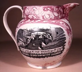 Sunderland Ware kanna, transfertryckt, tidigt 1800-tal (keramik)