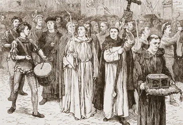 Tetzels procession, illustration från The History of Protestantism av James Aitken Wylie (1808-1890), pub. 1878