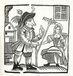 Sir John Barleycorn, riddare, ställs inför rätta och åtalas, illustration ur Chap-books of the Eighteenth Century av John Ashton, utgiven 1882