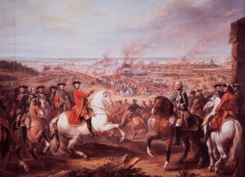 Slaget vid Fontenoy (färg litho)