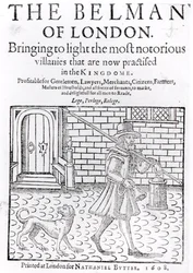 The Bellman of London, av Thomas Dekker (c.1570-c.1641) titelsida, tryckt av Nathaniel Butter, 1608