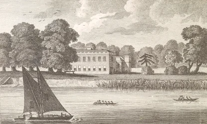 Biskopen av Londons palats i Fulham, graverad av Taylor, 1788