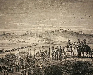 Den brittiska armén korsar Sutlejfloden