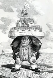 British Atlas, eller John Bull som stödjer fredsetableringen, tryckt av Charles Williams, 1816