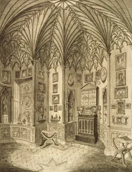 The Cabinet, graverad av T. Morris, från Description of Strawberry Hill av Horace Walton, 1784