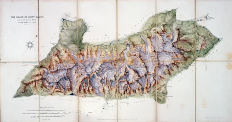 The Chain of Mont Blanc, från en faktisk undersökning 1863 av A. Adams Reilly, publicerad i A Record of Mountain Adventure and Scientific Observation for the Alpine Club, 1865