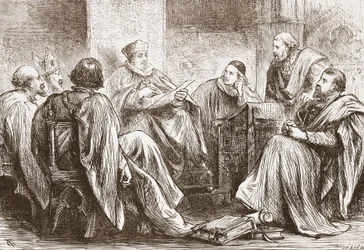Konklaven som väljer kejsaren av Tyskland, illustration från The History of Protestantism av James Aitken Wylie (1808-1890), pub. 1878