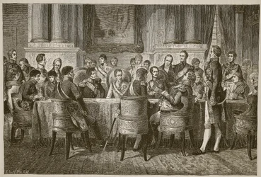 The Congress of Vienna, illustration från Cassells Illustrated History of England (sepiafoto)